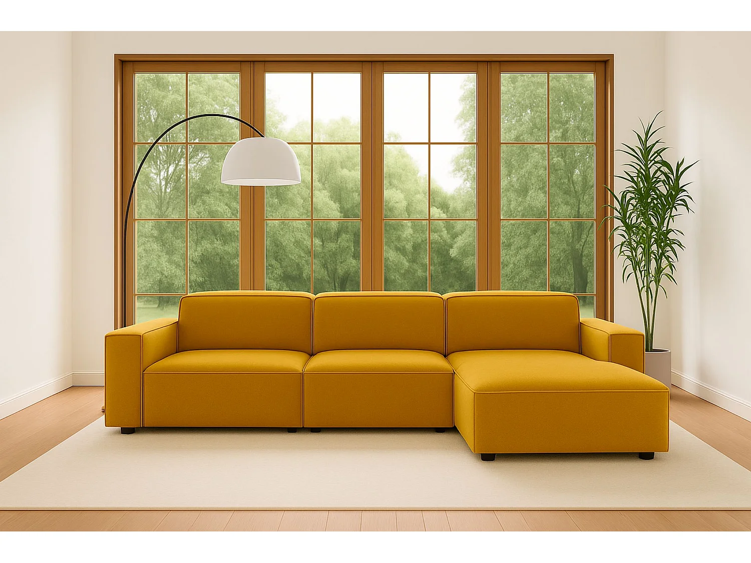 Ecksofa L-Form Cursal, Stoff Salvador, Gelb, Rechts