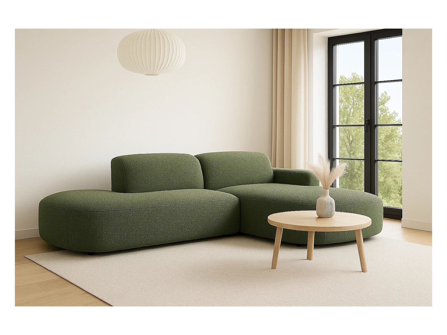 Divano angolare Cursal Atelier, tessuto Artico, muschio, destra