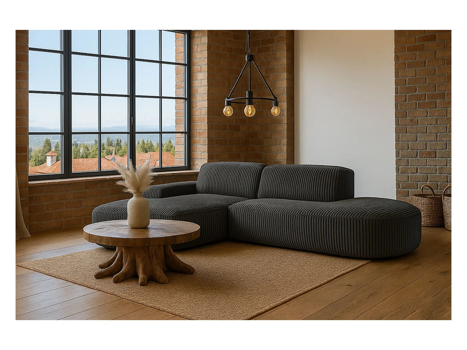 Divano angolare Cursal Atelier, tessuto Poso, grigio, sinistro