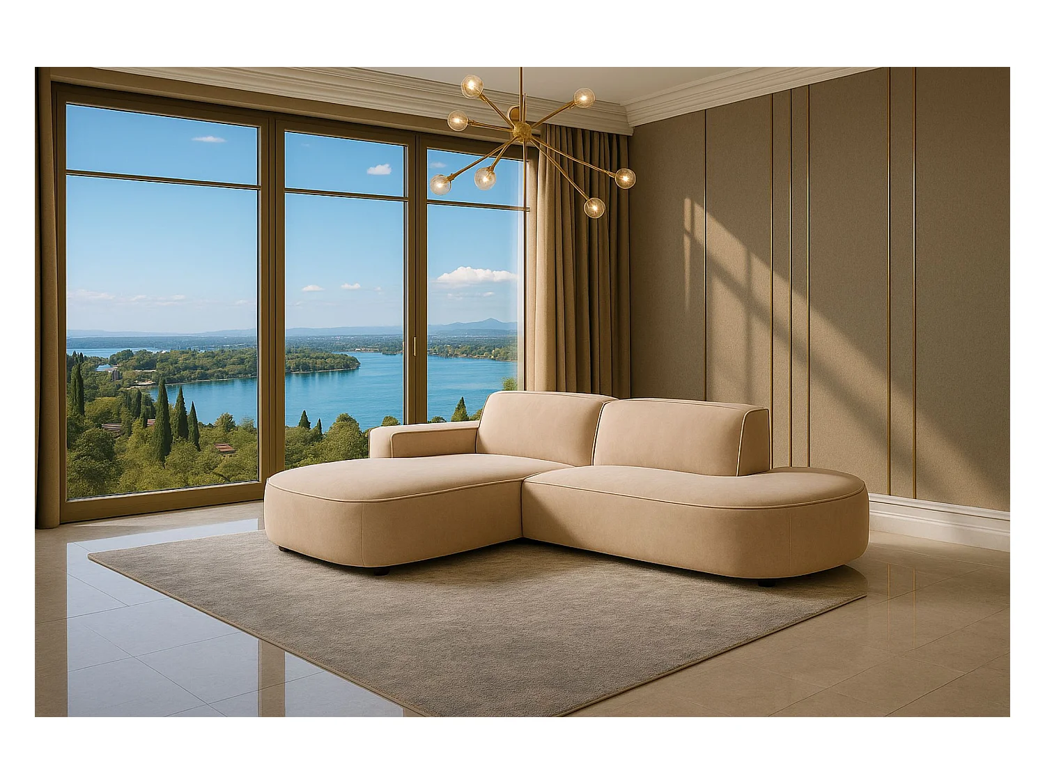 Ecksofa Cursal Atelier, Stoff Salvador, Beige, Links