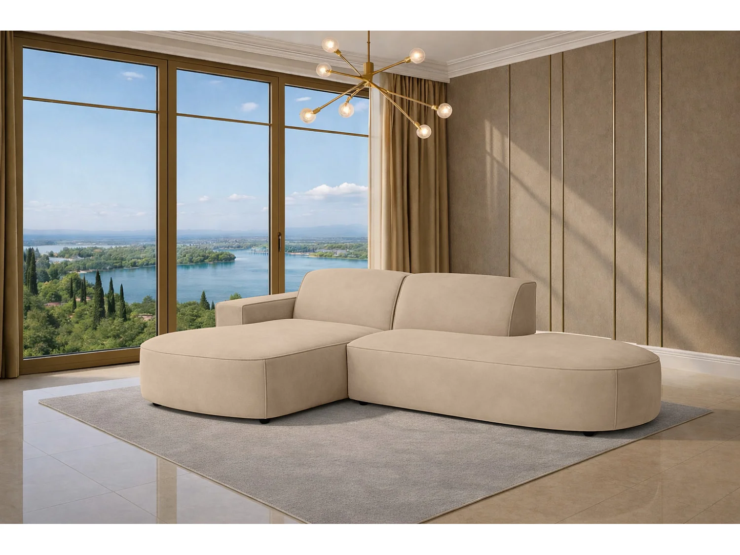 Canapé d'angle Cursal Atelier, tissu Salvador, beige, gauche