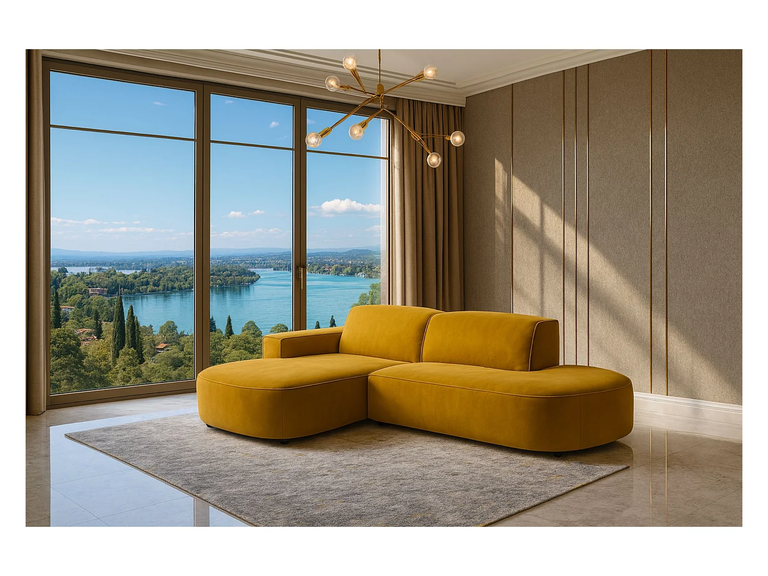 Ecksofa Cursal Atelier, Stoff Salvador, Gelb, Links