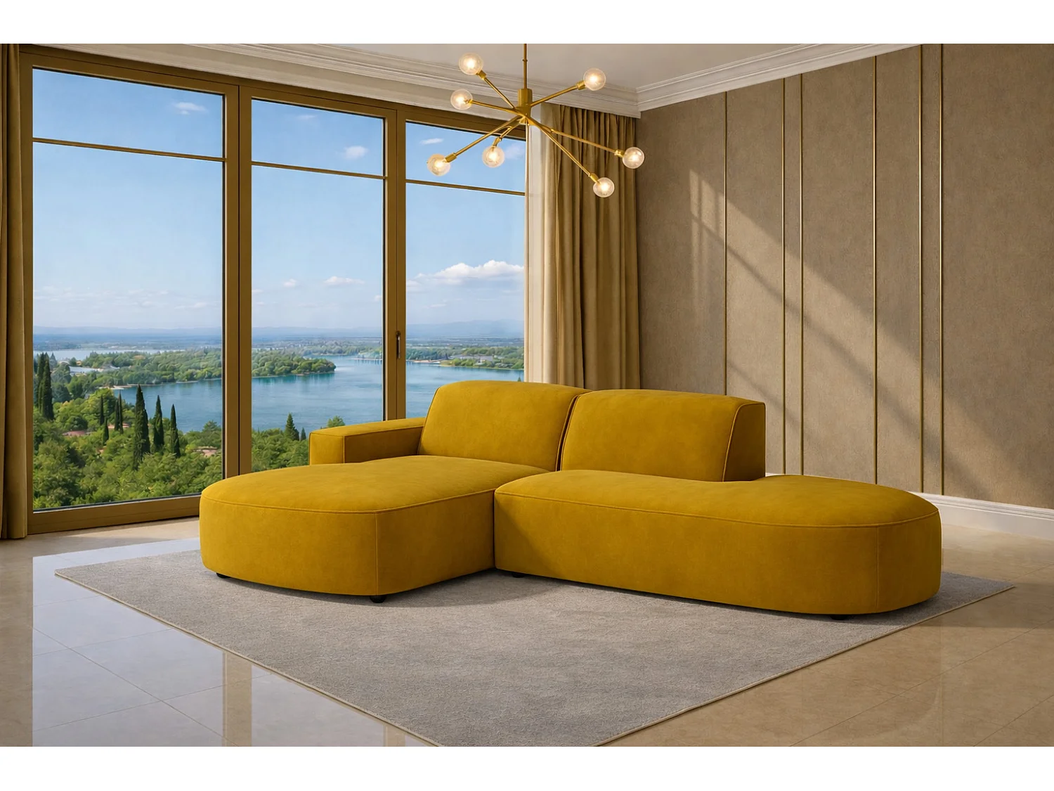 Canapé d'angle Cursal Atelier, tissu Salvador, jaune, gauche