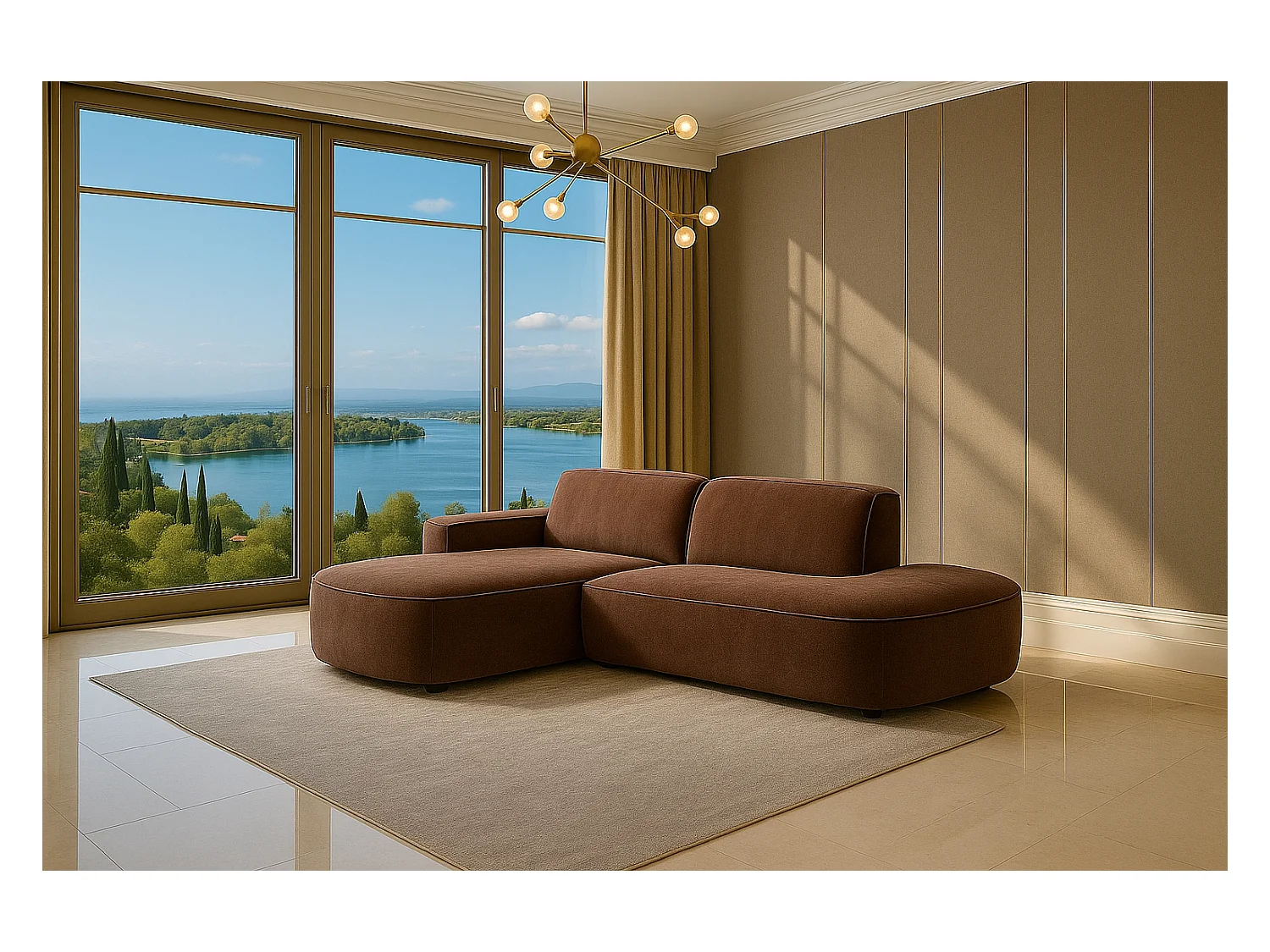 Ecksofa Cursal Atelier, Stoff Salvador, Dunkelbraun, Links