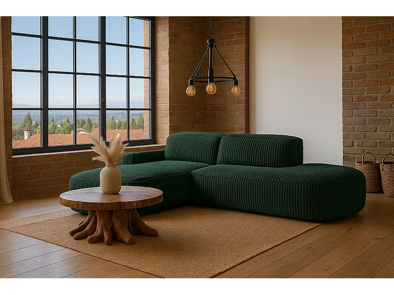 Divano angolare Cursal Atelier, tessuto Poso, verde, sinistro