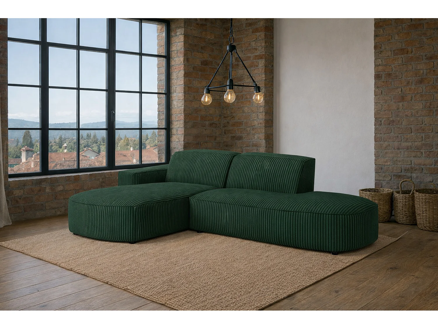 Ecksofa Cursal Atelier, Stoff Poso, Grün, Links