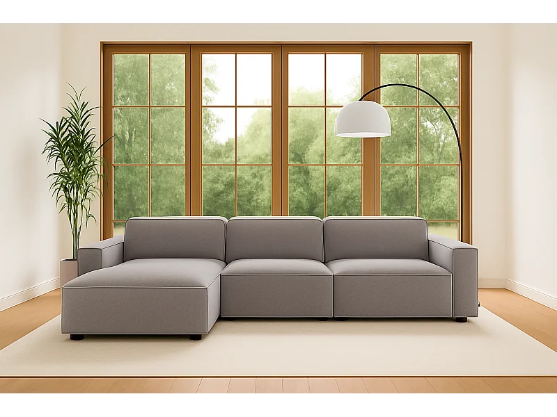 Ecksofa L-Form Cursal, Stoff Salvador, Grau, Links