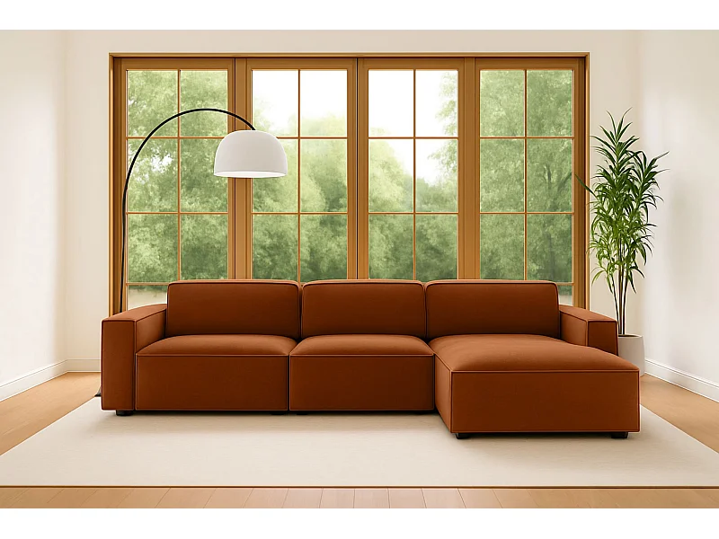 Ecksofa L-Form Cursal, Stoff Salvador, Braun, Rechts