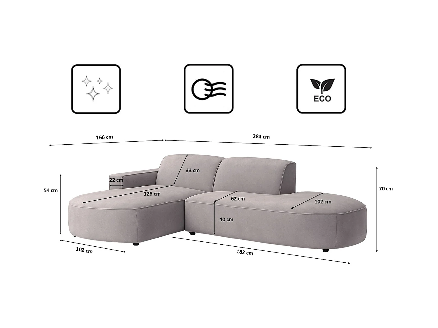 Divano angolare Cursal Atelier, tessuto Salvador, grigio, sinistro