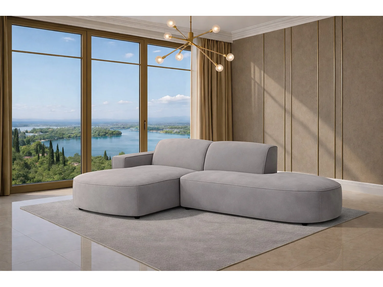 Canapé d'angle Cursal Atelier, tissu Salvador, gris, gauche