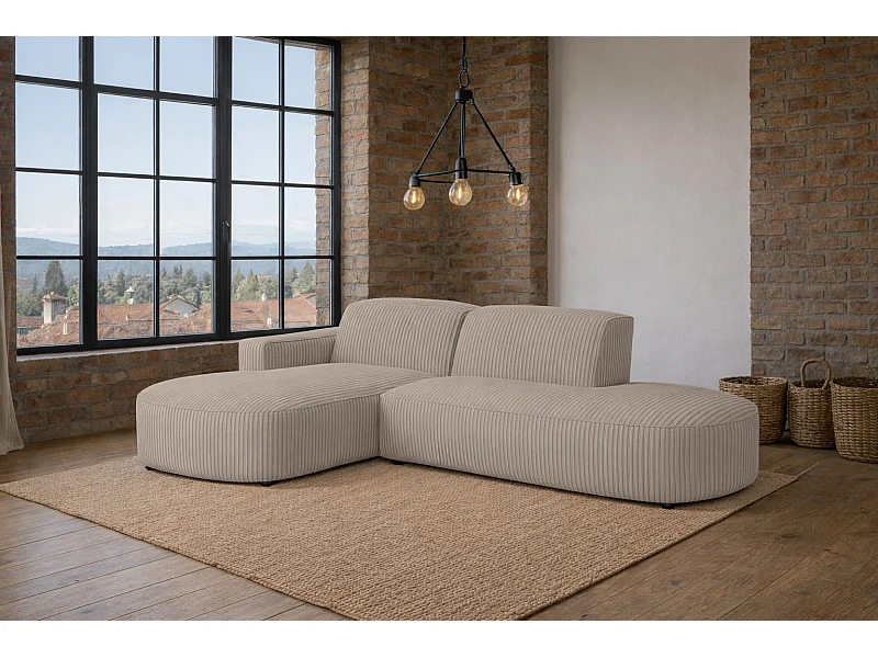 Canapé d'angle Cursal Atelier, tissu Poso, beige foncé, gauche