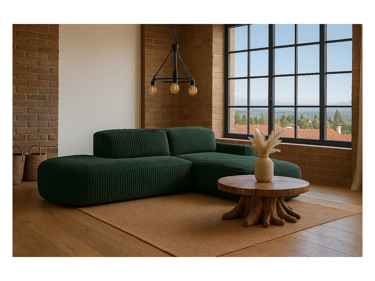 Divano angolare Cursal Atelier, tessuto Poso, verde, a destra