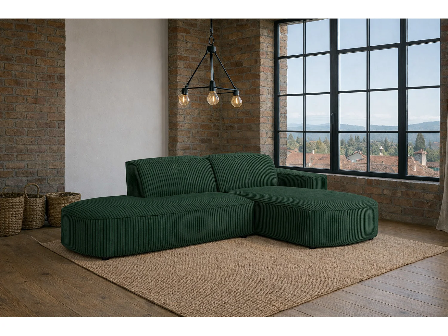 Ecksofa Cursal Atelier, Stoff Poso, Grün, Rechts