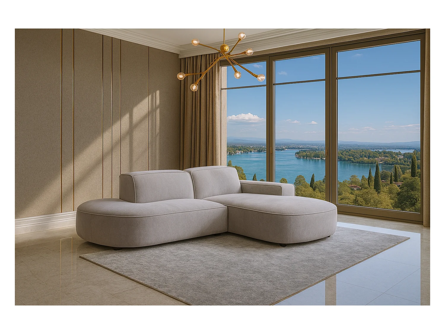 Canapé d'angle Cursal Atelier, tissu Salvador, gris, droit