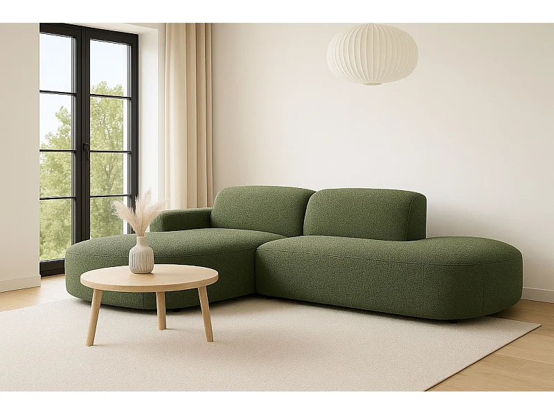 Divano angolare Cursal Atelier, tessuto Artico, muschio, sinistro