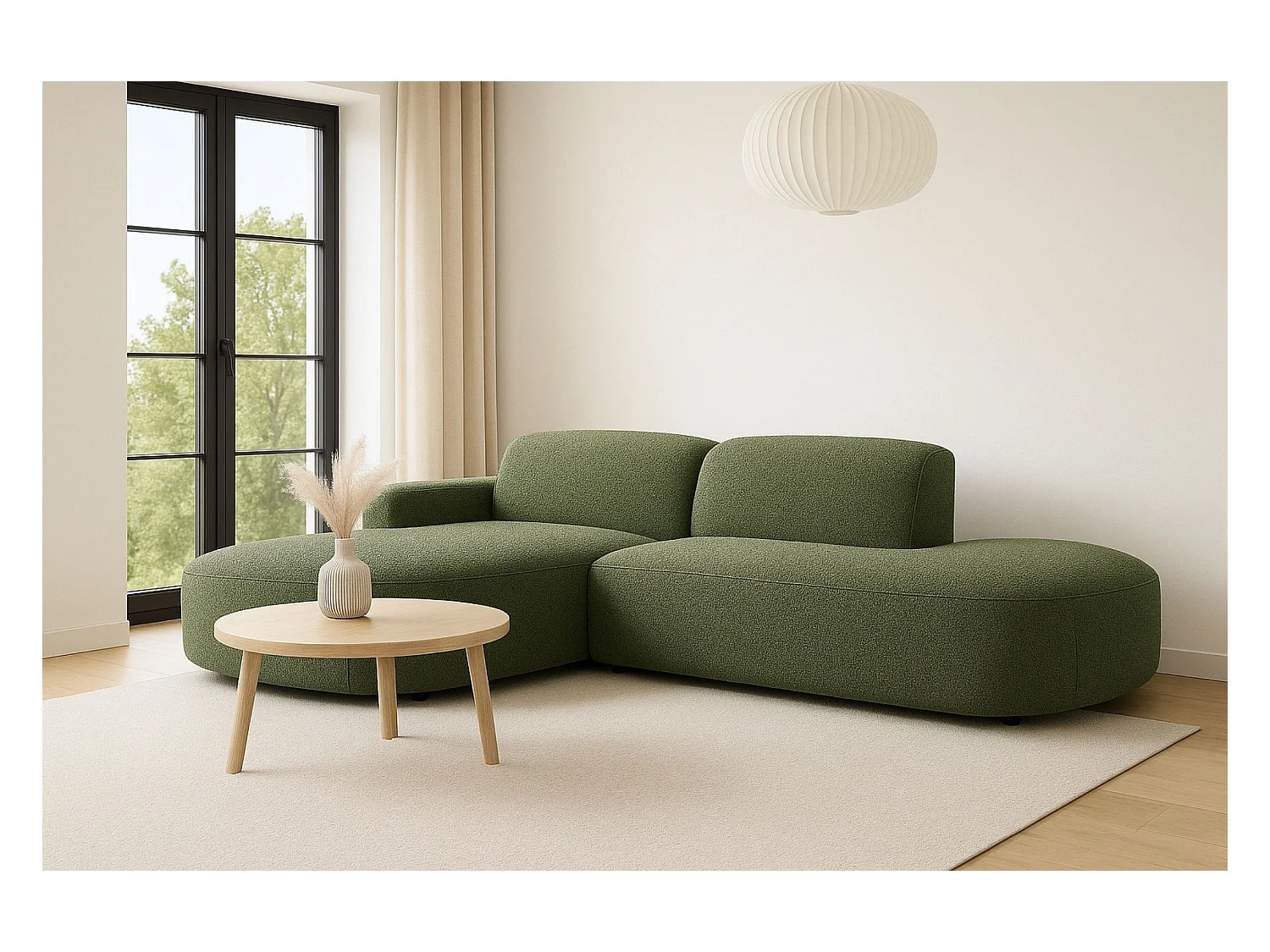 Divano angolare Cursal Atelier, tessuto Artico, muschio, sinistro