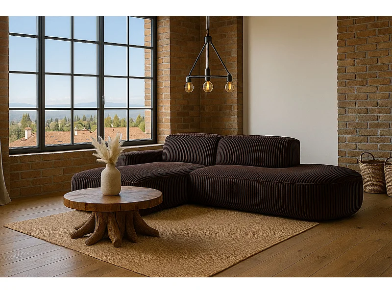 Canapé d'angle Cursal Atelier, tissu Poso, marron, gauche