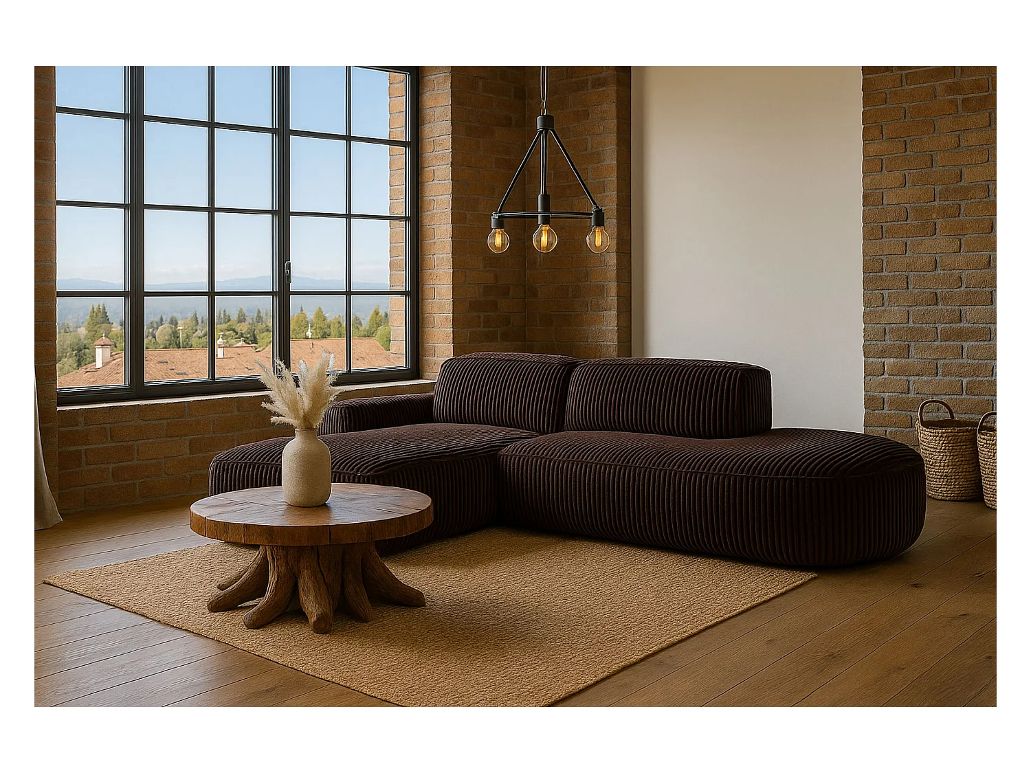 Divano angolare Cursal Atelier, tessuto Poso, marrone, sinistro