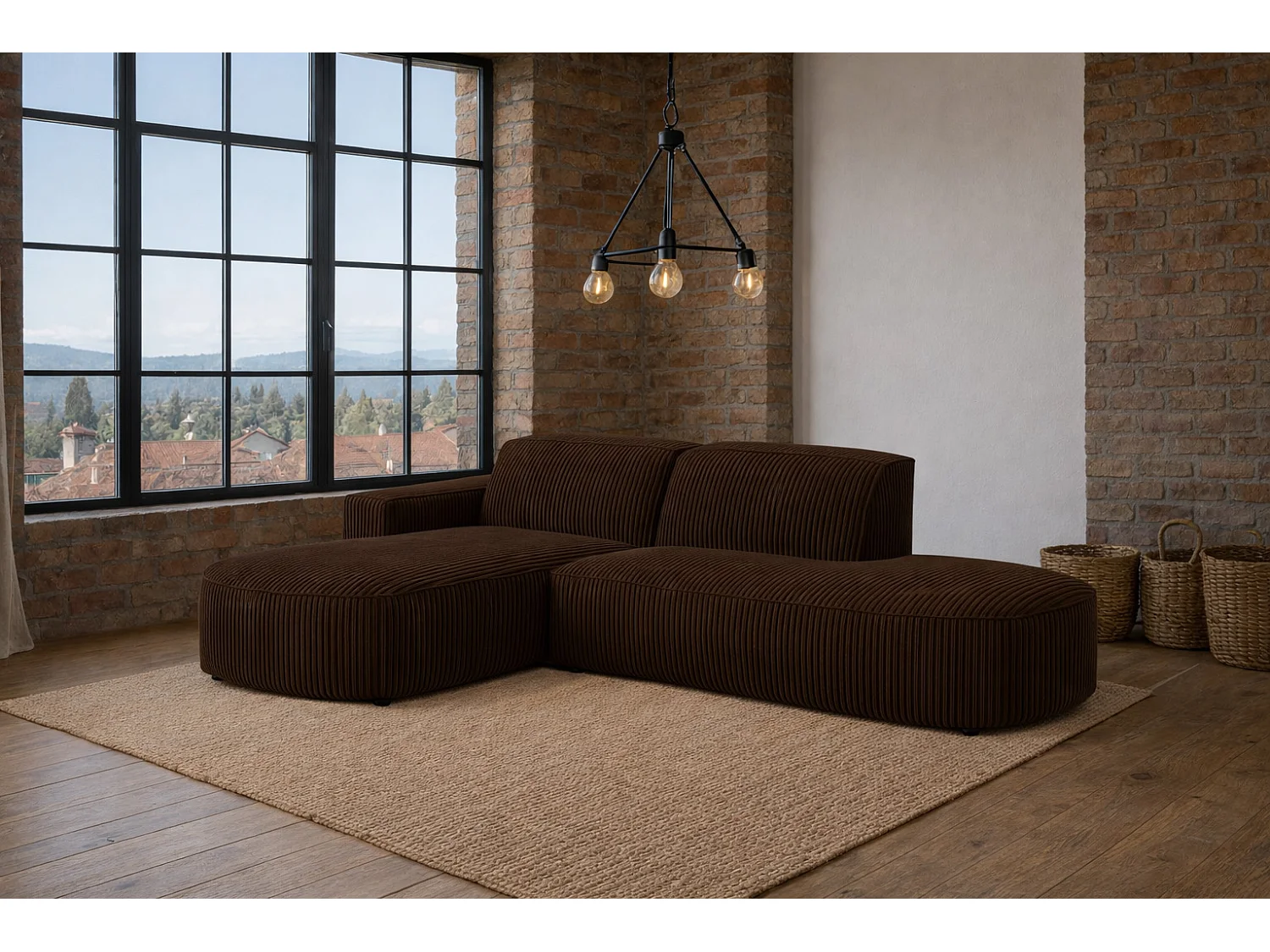Ecksofa Cursal Atelier, Stoff Poso, Braun, Links