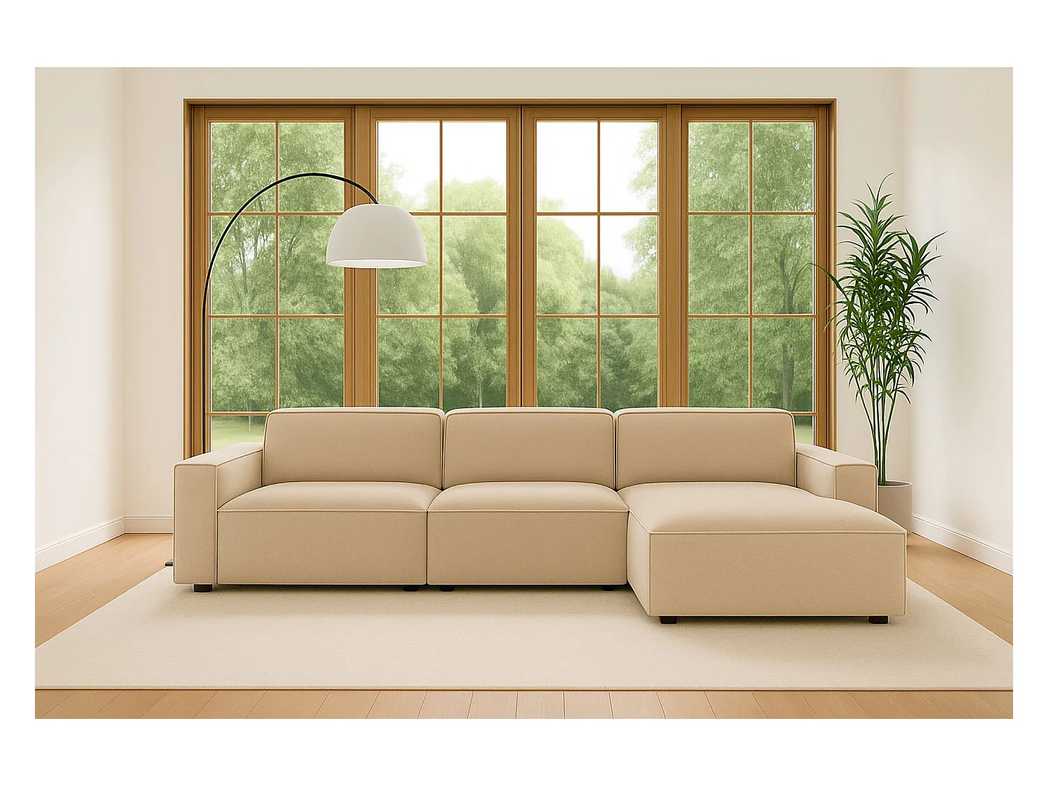 Ecksofa L-Form Cursal, Stoff Salvador, Beige, Rechts