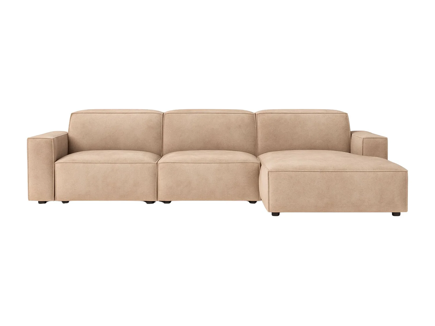 Canapé d'angle en L Cursal, tissu Salvador, beige, droit