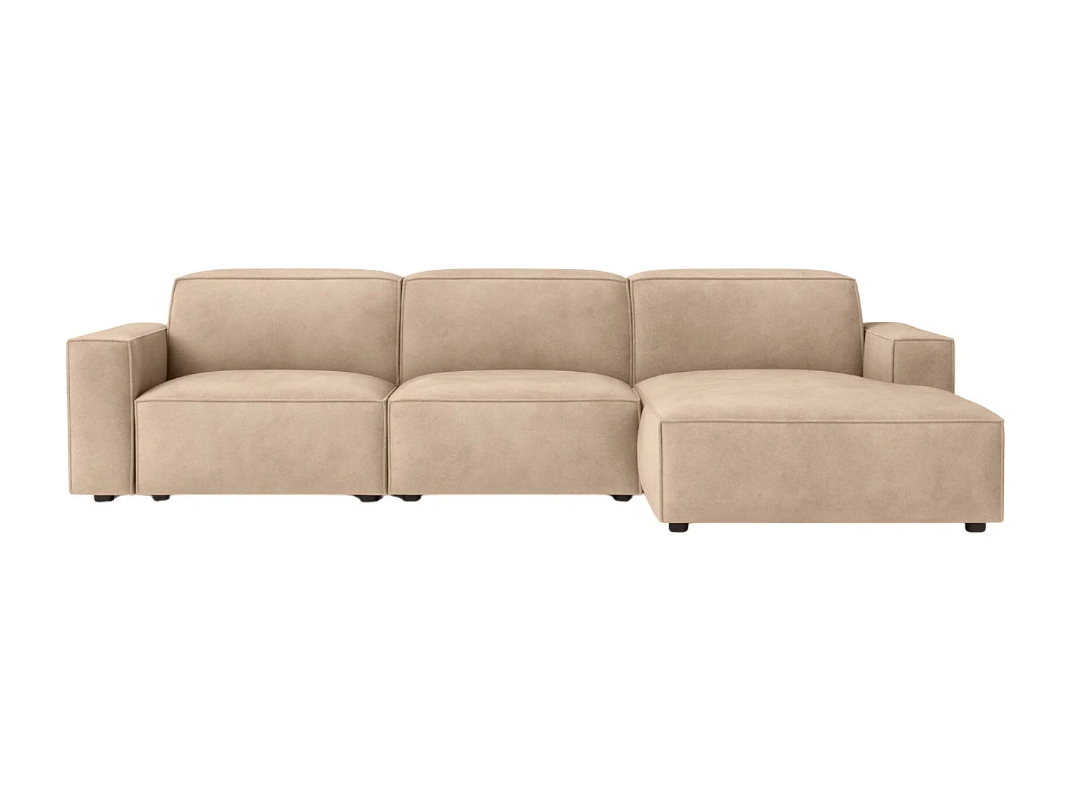 Canapé d'angle en L Cursal, tissu Salvador, beige, droit