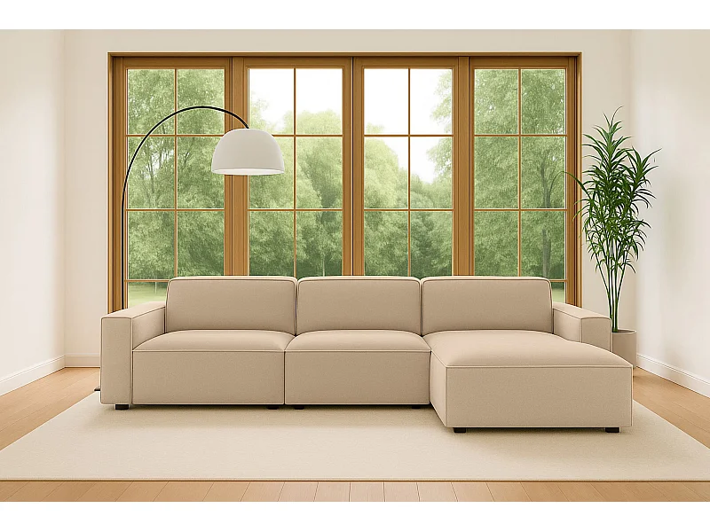 Ecksofa L-Form Cursal, Stoff Salvador, Beige, Rechts