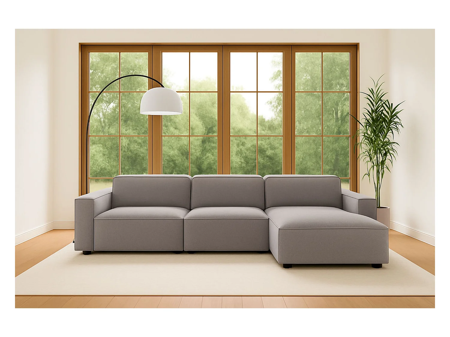 Canapé d'angle en L Cursal, tissu Salvador, gris, droit