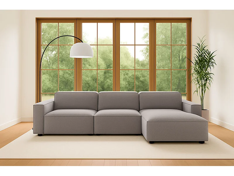 Hoekbank L-vorm Cursal, stof Salvador, grijs, rechts