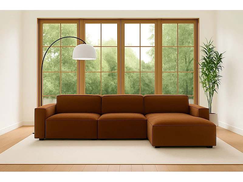 Hoekbank L-vorm Cursal, stof Salvador, donkerbruin, rechts