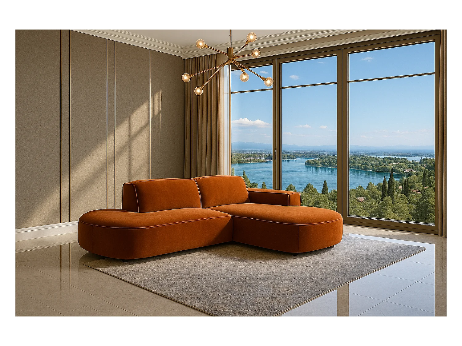 Ecksofa Cursal Atelier, Stoff Salvador, Braun, Rechts