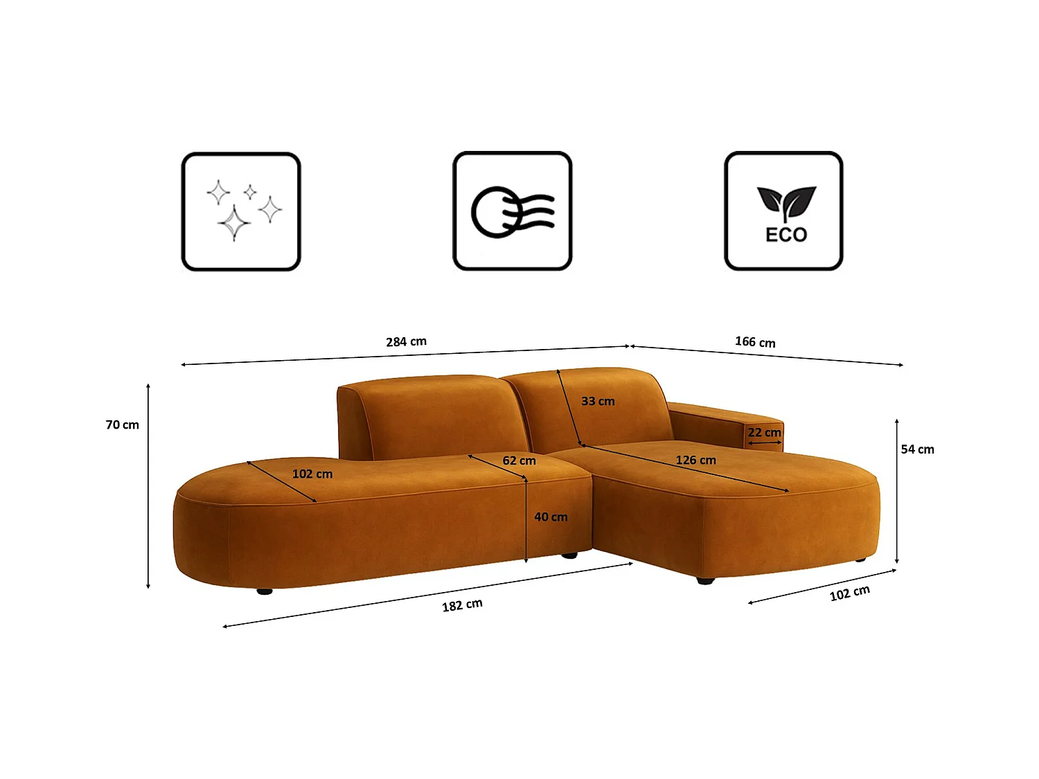 Ecksofa Cursal Atelier, Stoff Salvador, Braun, Rechts