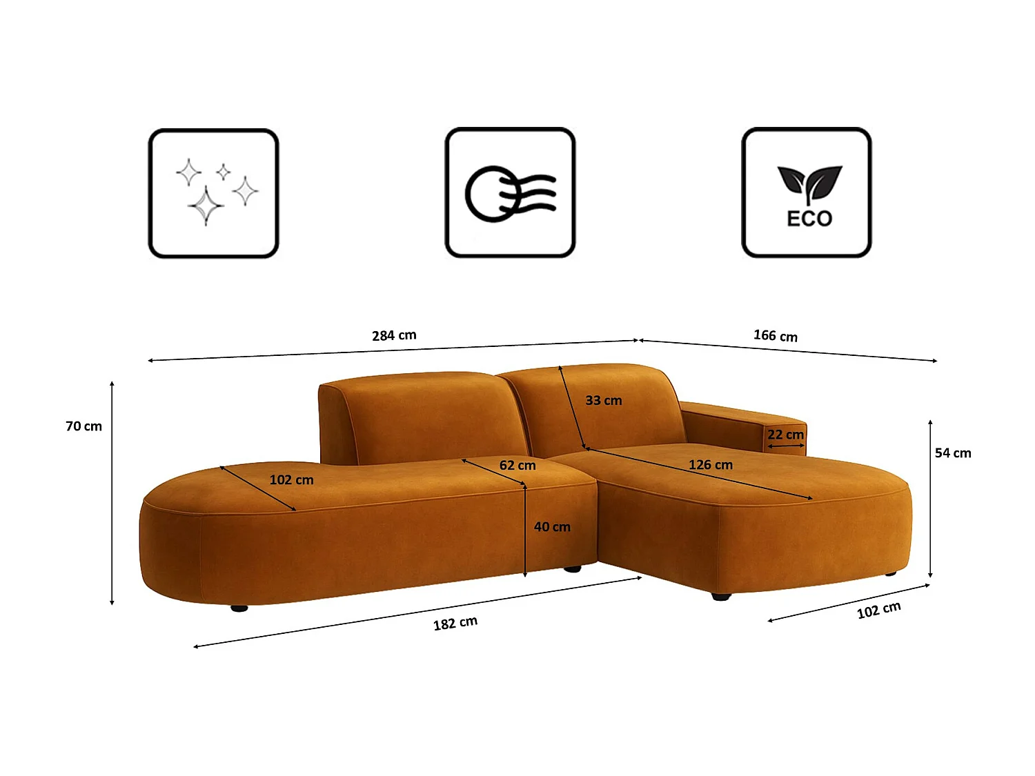 Canapé d'angle Cursal Atelier, tissu Salvador, marron, droit