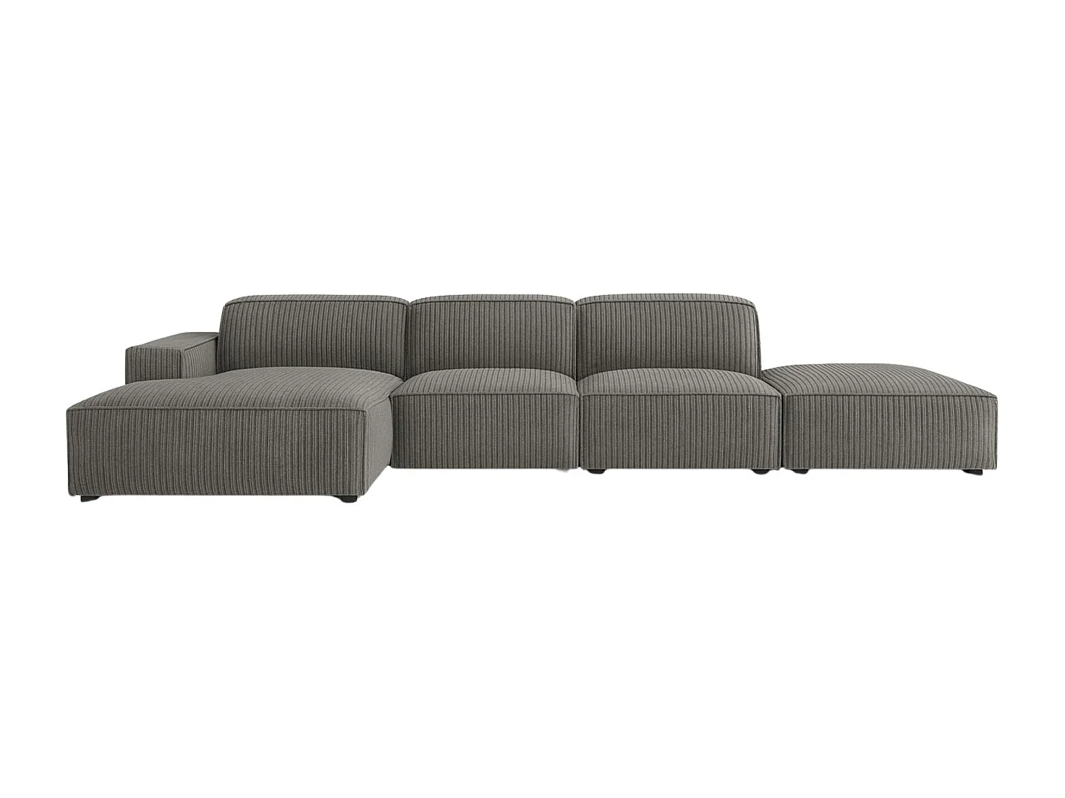 Canapé d'angle en L + tabouret Cursal, tissu Poso, gris, gauche