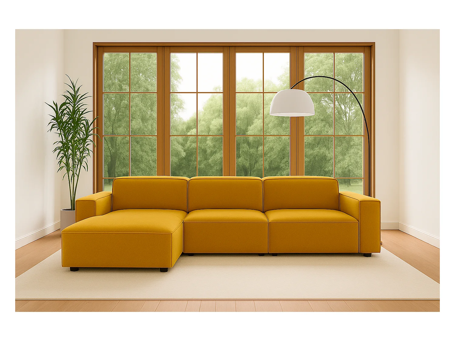 Ecksofa L-Form Cursal, Stoff Salvador, Gelb, Links