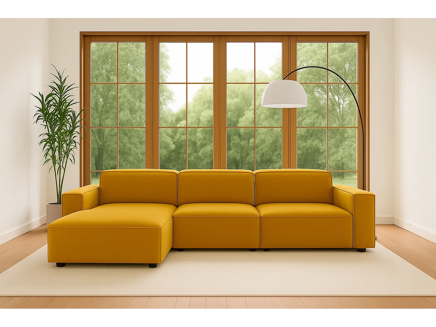 Hoekbank L-vormig Cursal, stof Salvador, geel, links