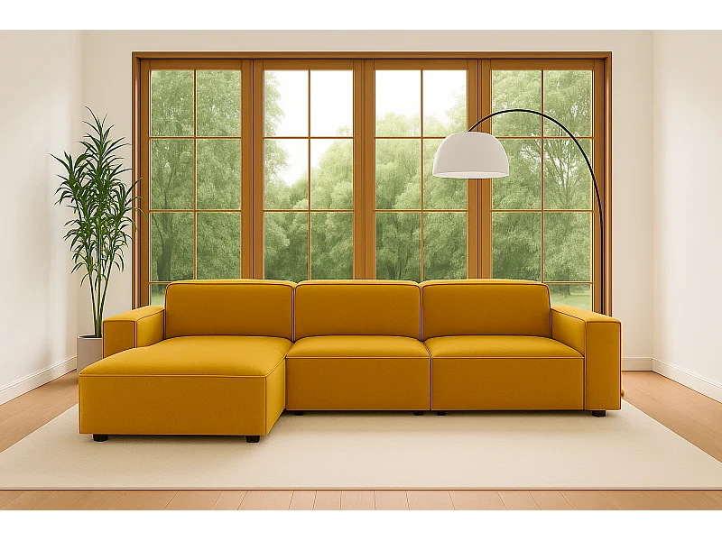 Ecksofa L-Form Cursal, Stoff Salvador, Gelb, Links