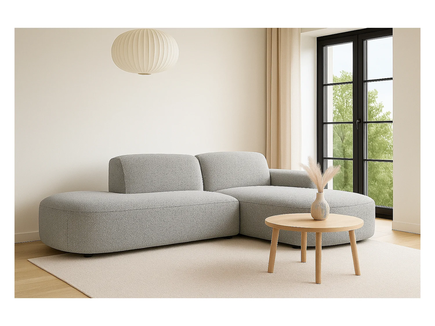 Divano angolare Cursal Atelier, tessuto Artico, Cemento, destra