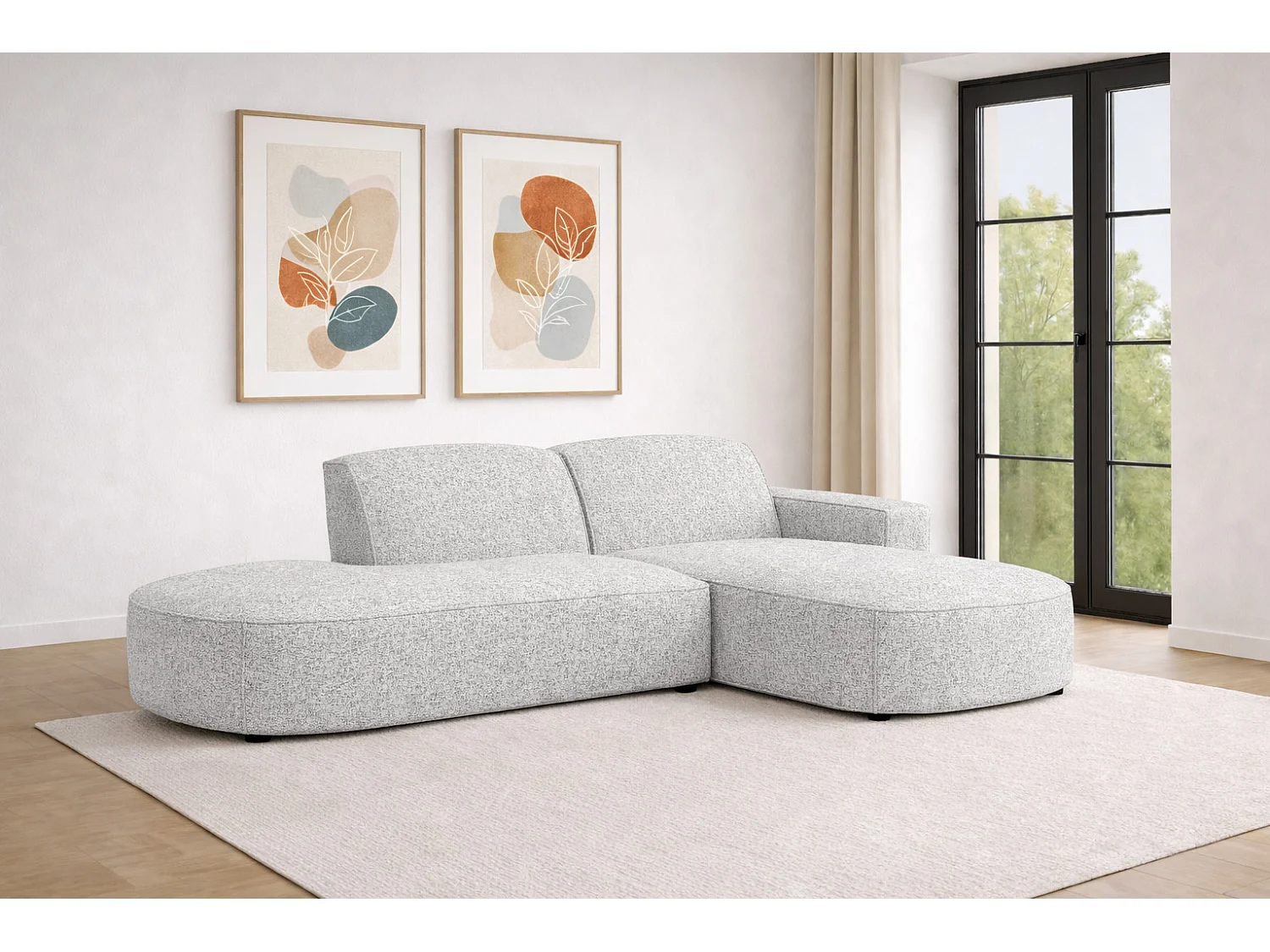 Ecksofa Cursal Atelier, Stoff Artico, Cement, Rechts