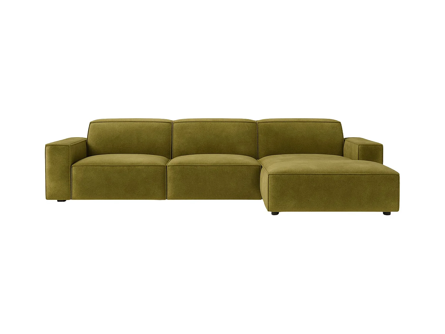 Ecksofa L-Form Cursal, Stoff Salvador, Olive, Rechts