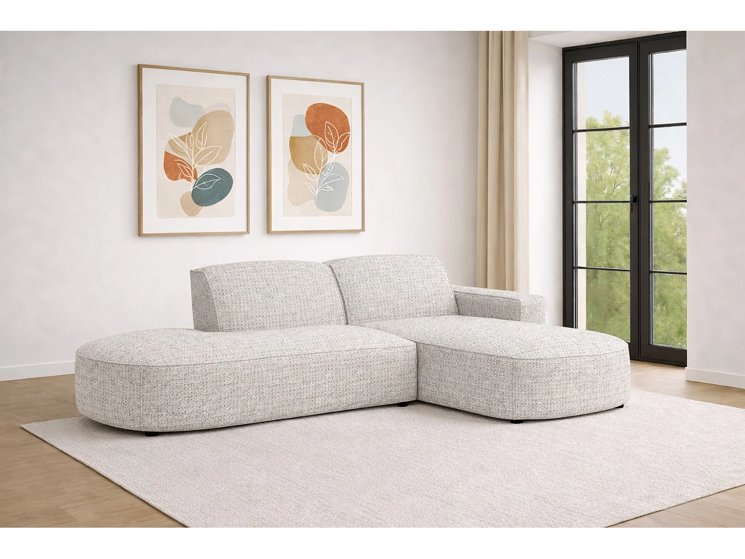 Ecksofa Cursal Atelier, Stoff Artico, Nata, Rechts