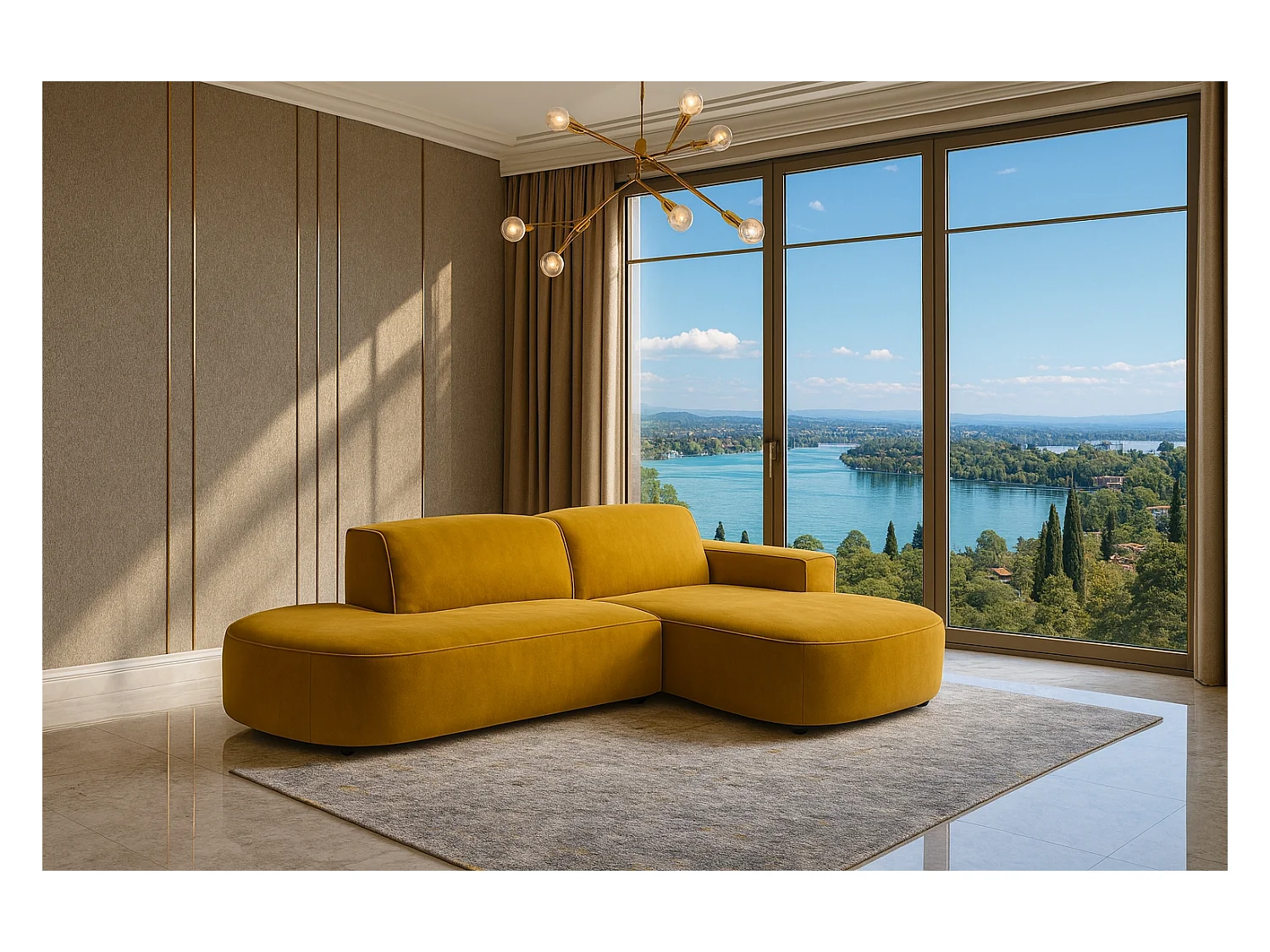 Ecksofa Cursal Atelier, Stoff Salvador, Gelb, Rechts