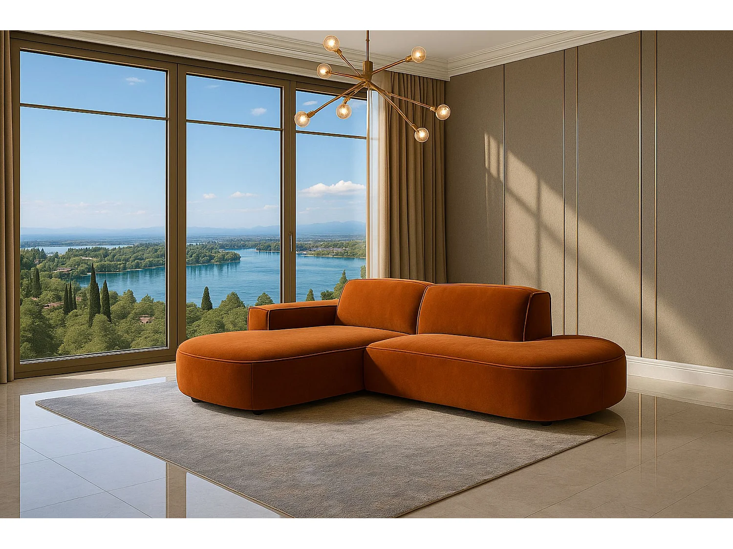 Ecksofa Cursal Atelier, Stoff Salvador, Braun, Links