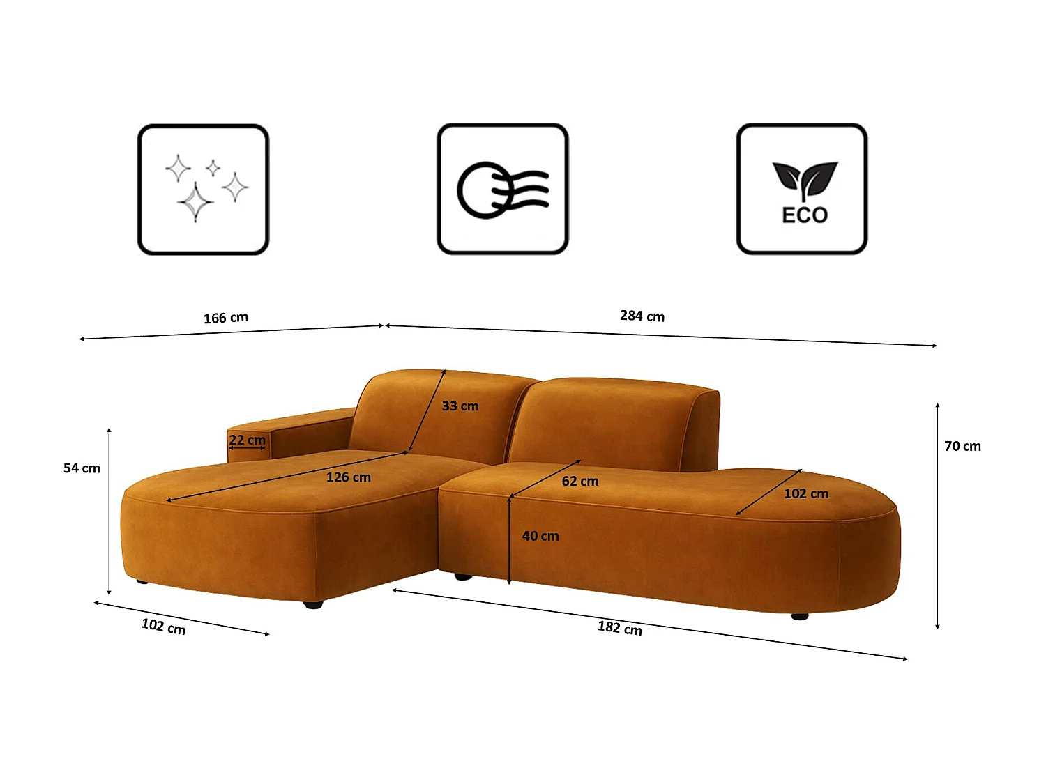 Canapé d'angle Cursal Atelier, tissu Salvador, marron, gauche