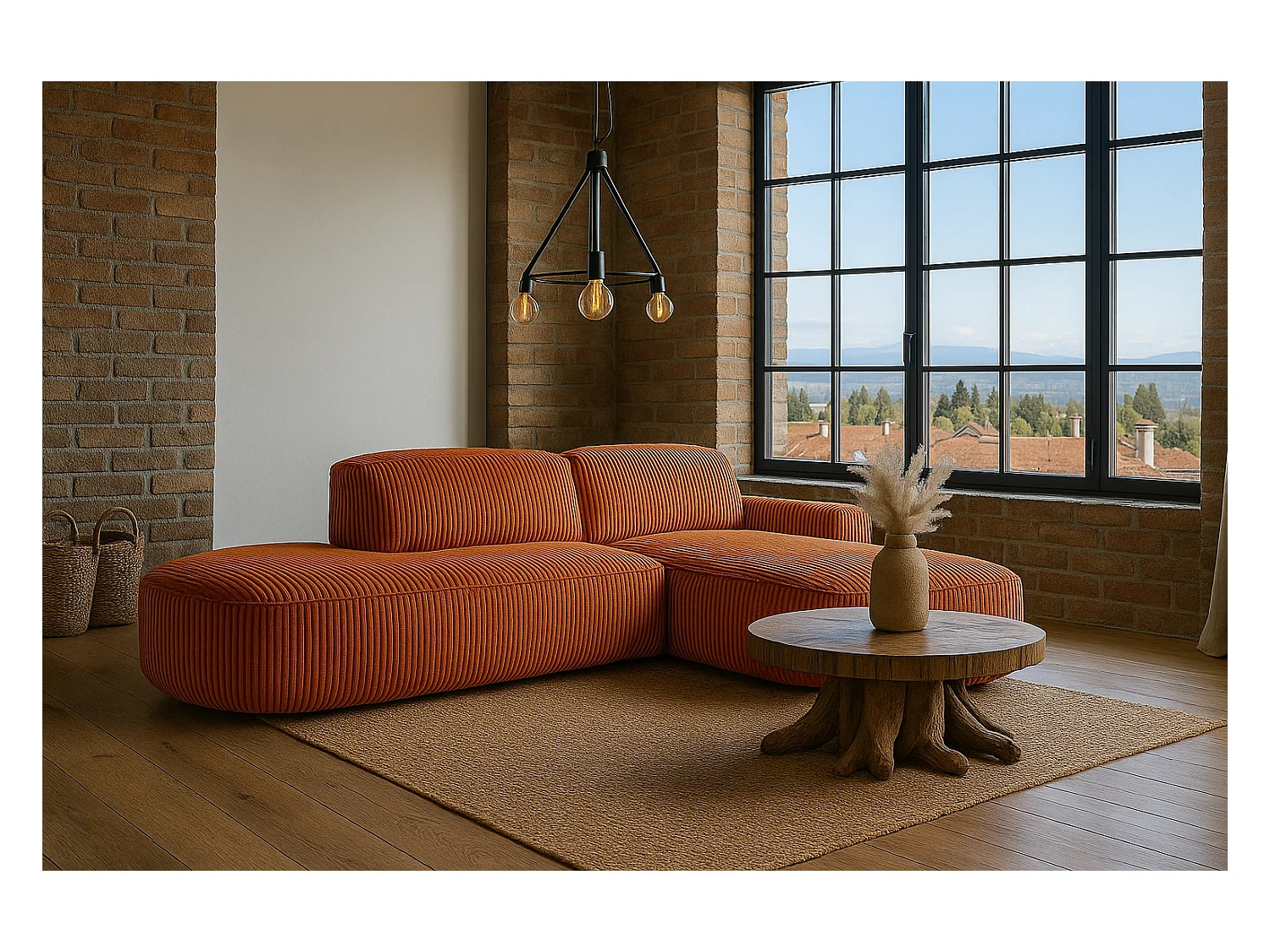 Divano angolare Cursal Atelier, tessuto Poso, rame, destra