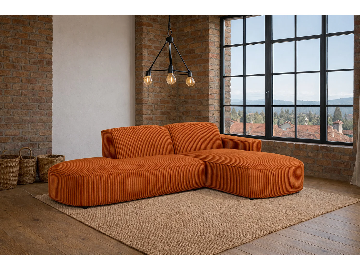 Ecksofa Cursal Atelier, Stoff Poso, Kupfer, Rechts