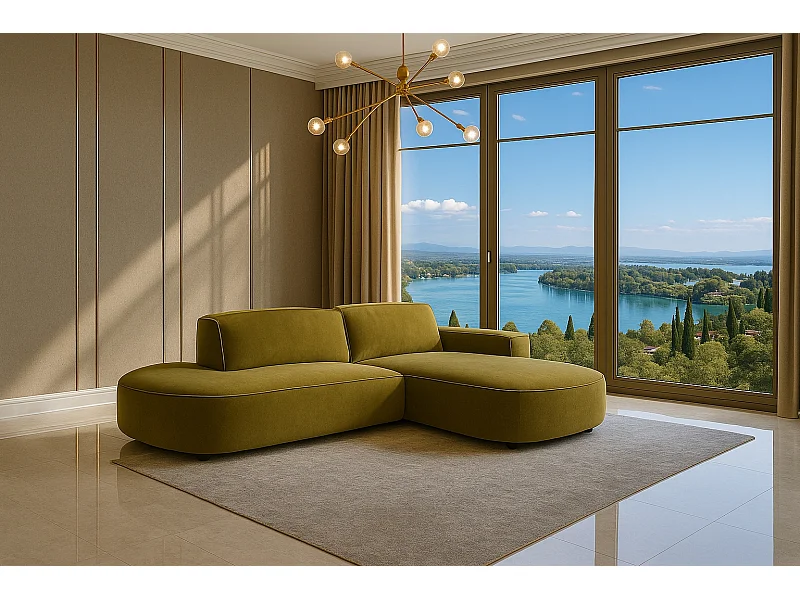 Ecksofa Cursal Atelier, Stoff Salvador, Olive, Rechts