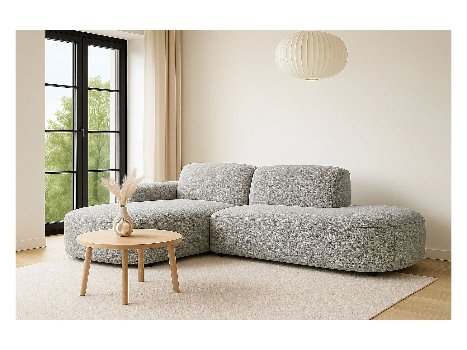 Divano angolare Cursal Atelier, tessuto Artico, Cemento, Sinistro