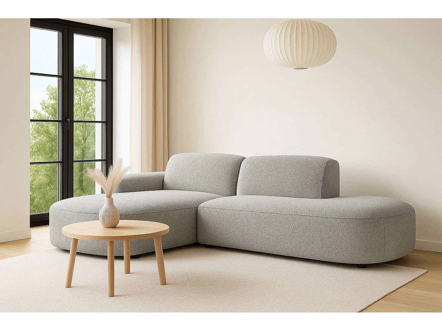 Canapé d'angle Cursal Atelier, tissu Artico, ciment, gauche