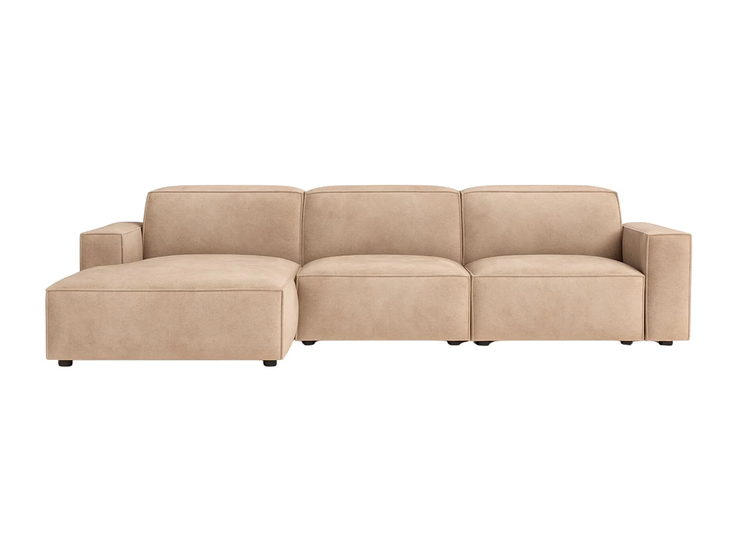 Canapé d'angle en L Cursal, tissu Salvador, beige, gauche